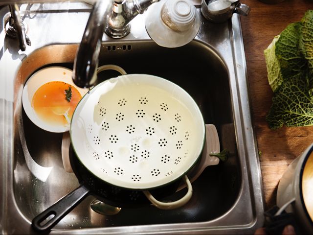 Dirty dishes in sink