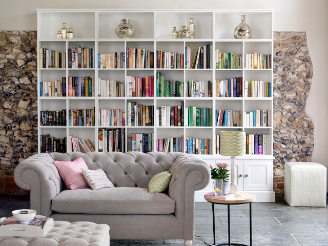 cluttercore library shelves