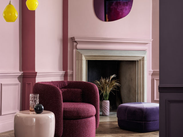 brightly decorated living room as part of Ideal Home Show spring 2022 roomsets