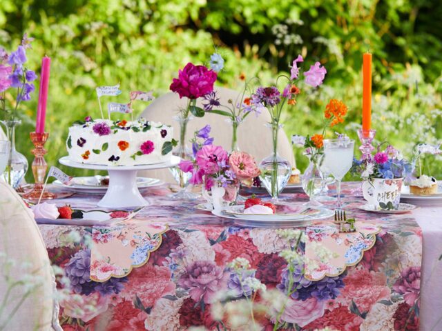You can grow and use edible flowers on your cakes to match your tableware